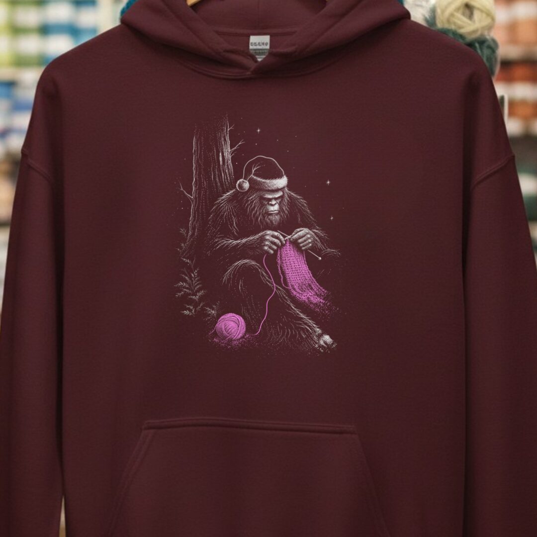 Santa Bigfoot Hoodie Maroon t-shirt