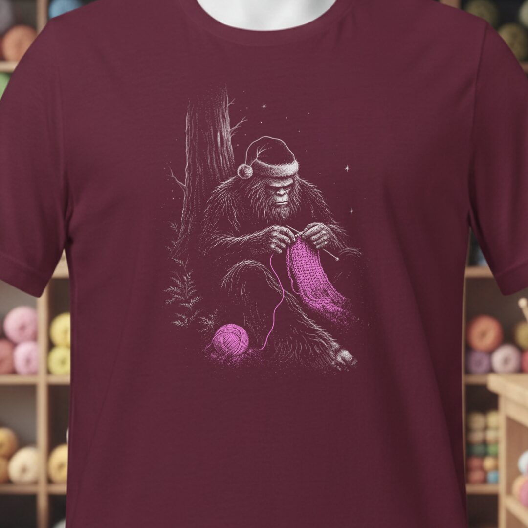 Santa Bigfoot T-Shirt Maroon t-shirt