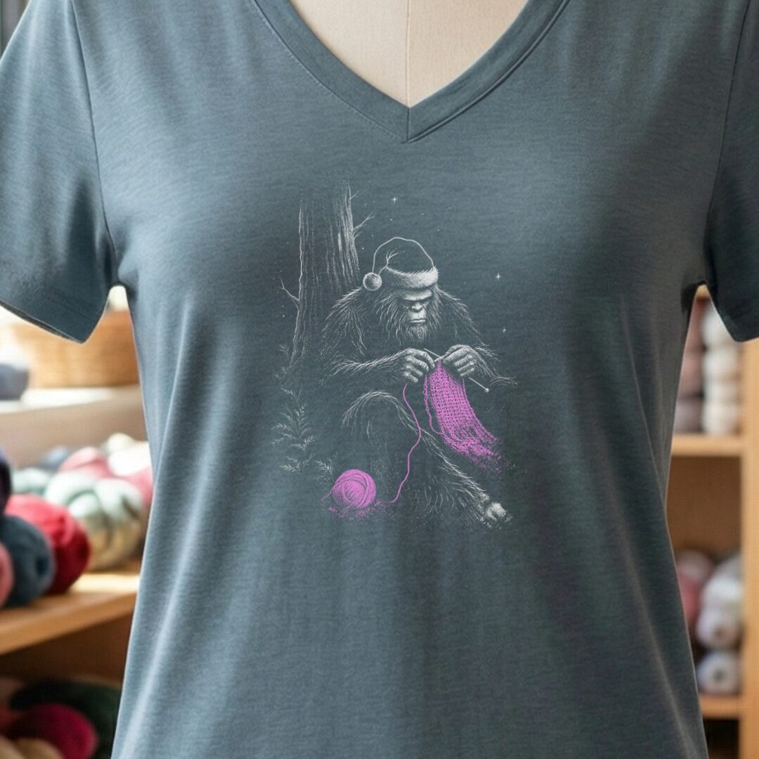 Santa Bigfoot V-Neck T-Shirt Slate t-shirt