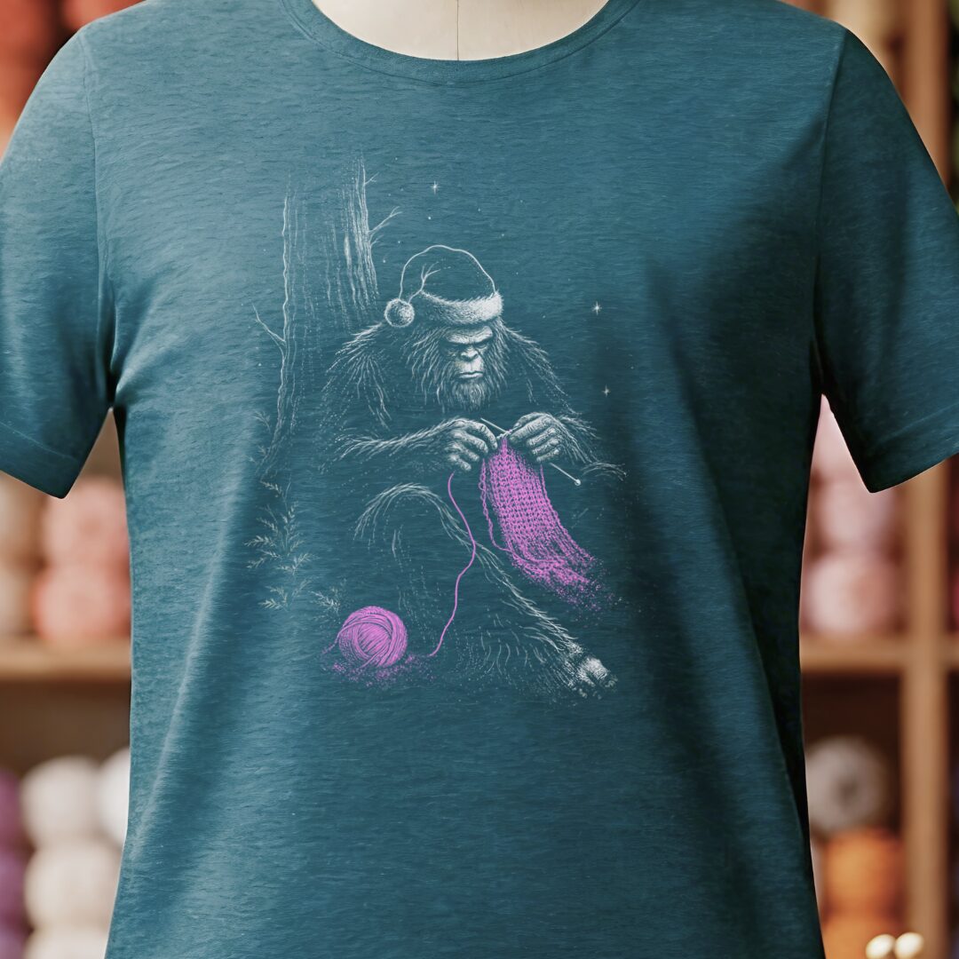 Santa Bigfoot T-Shirt Teal Blue t-shirt