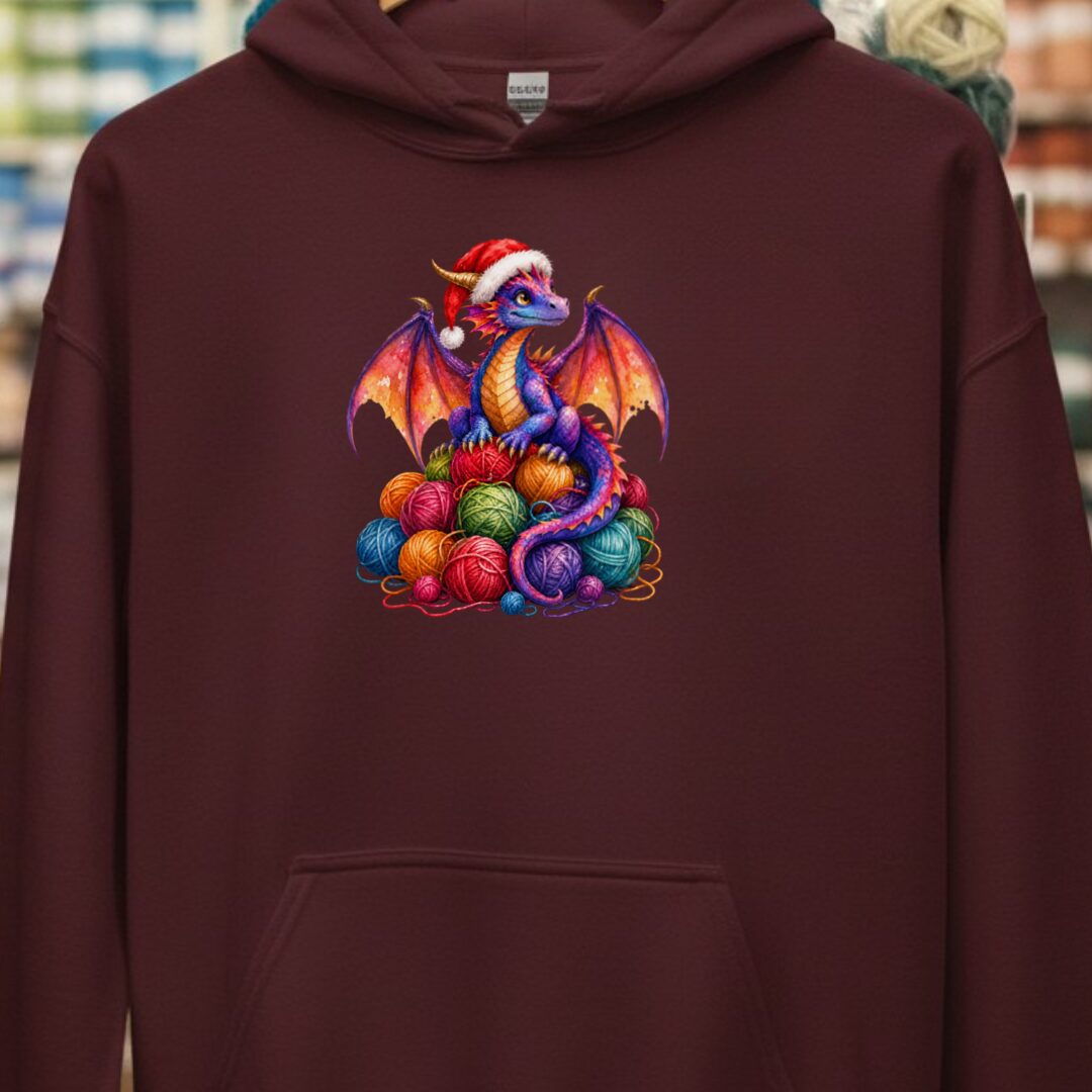 Santa Dragon Hoodie Maroon t-shirt