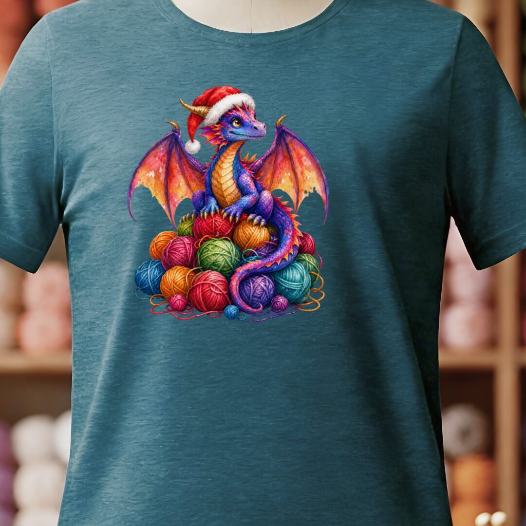 Santa Dragon T-Shirt Teal Blue t-shirt
