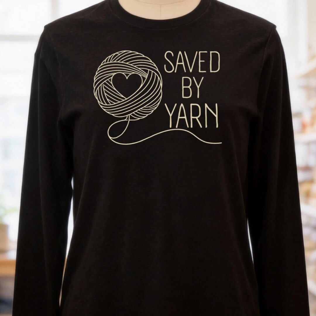 Saved By Yarn Black Long Sleeve Tee.jpg
