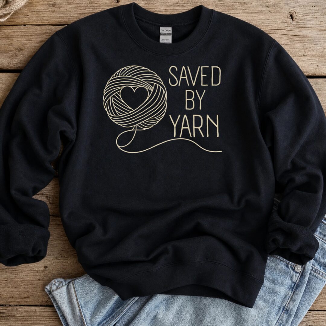 Saved By Yarn Black Sweatshirt.jpg