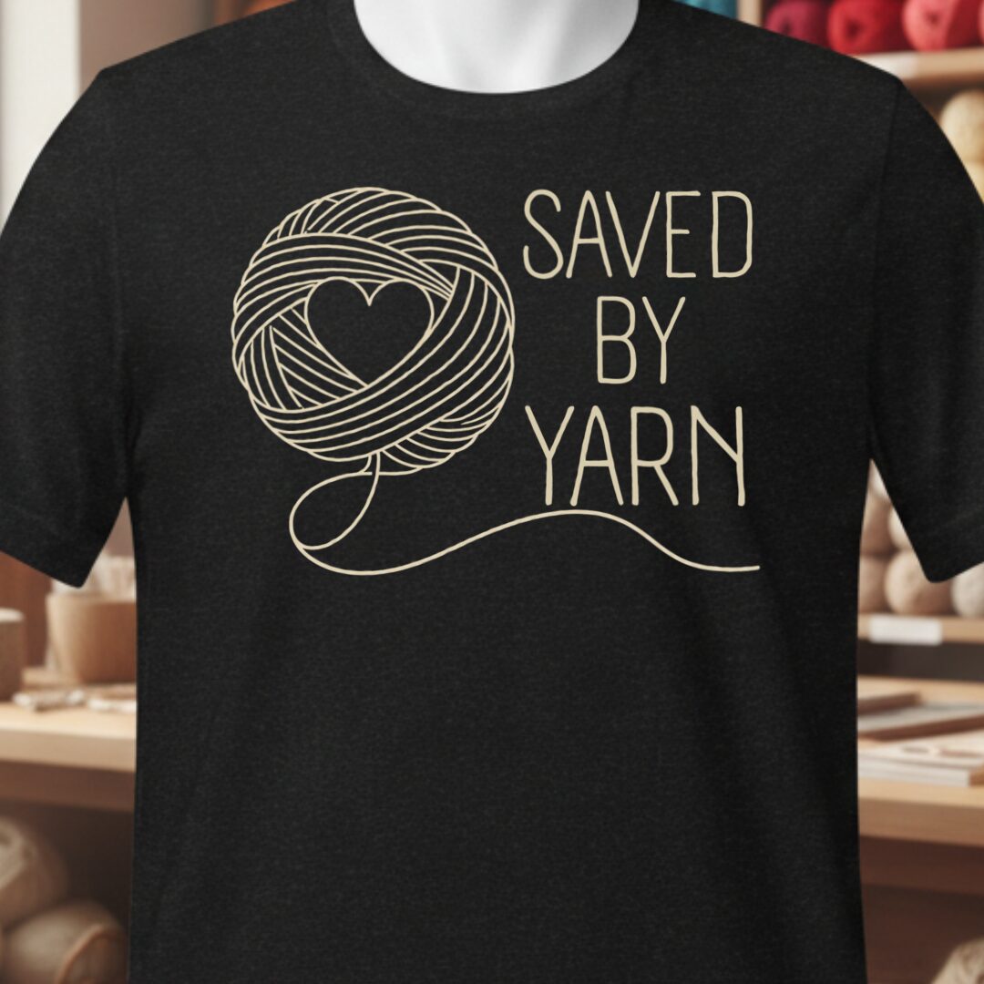 Saved By Yarn Black T-Shirt.jpg