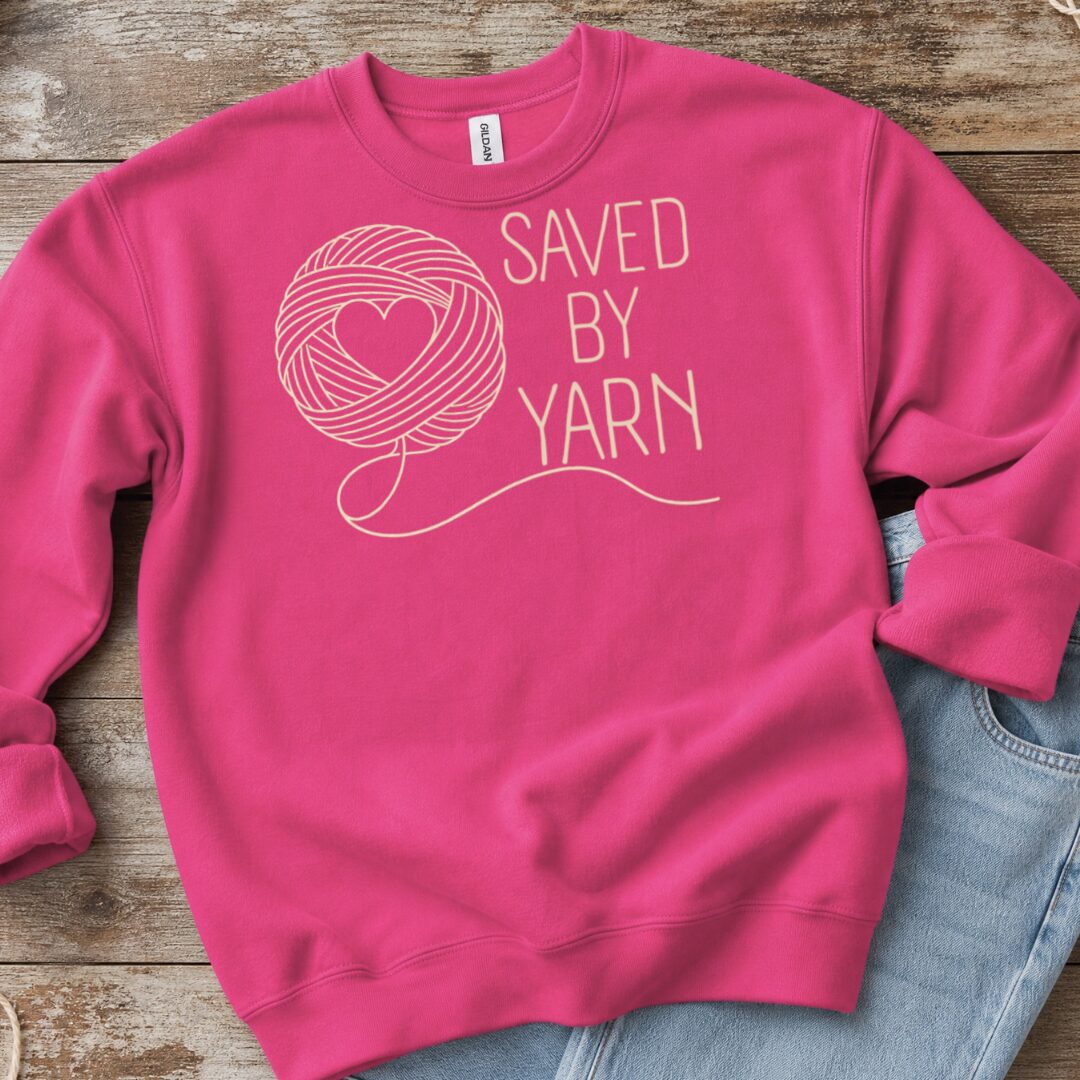 Saved By Yarn Bright Pink Sweatshirt.jpg
