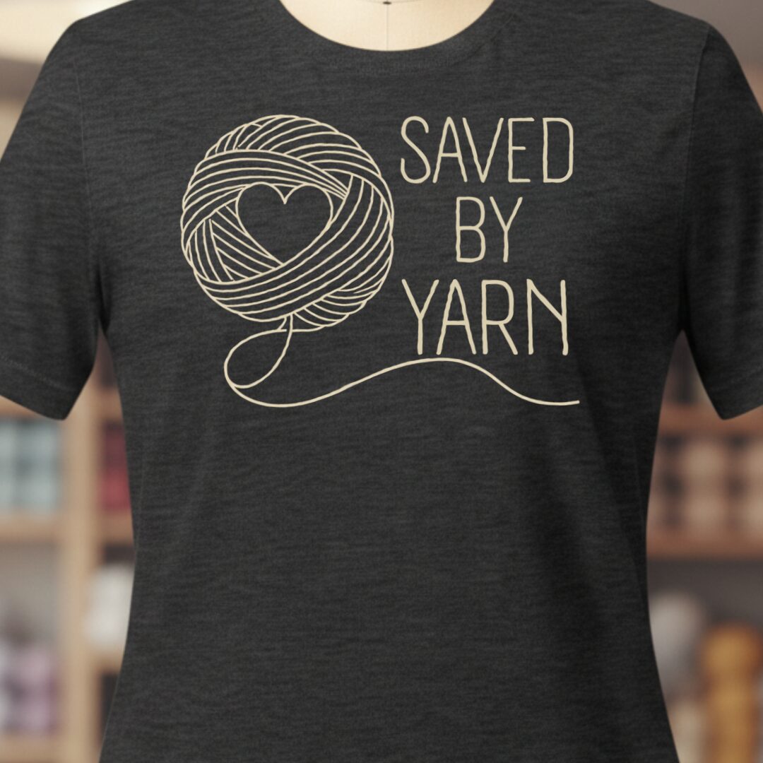 Saved By Yarn Dark Grey T-Shirt.jpg