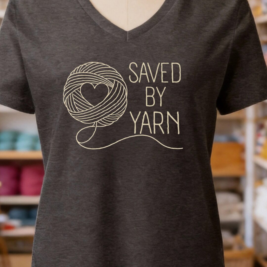 Saved By Yarn Dark Grey V Neck.jpg