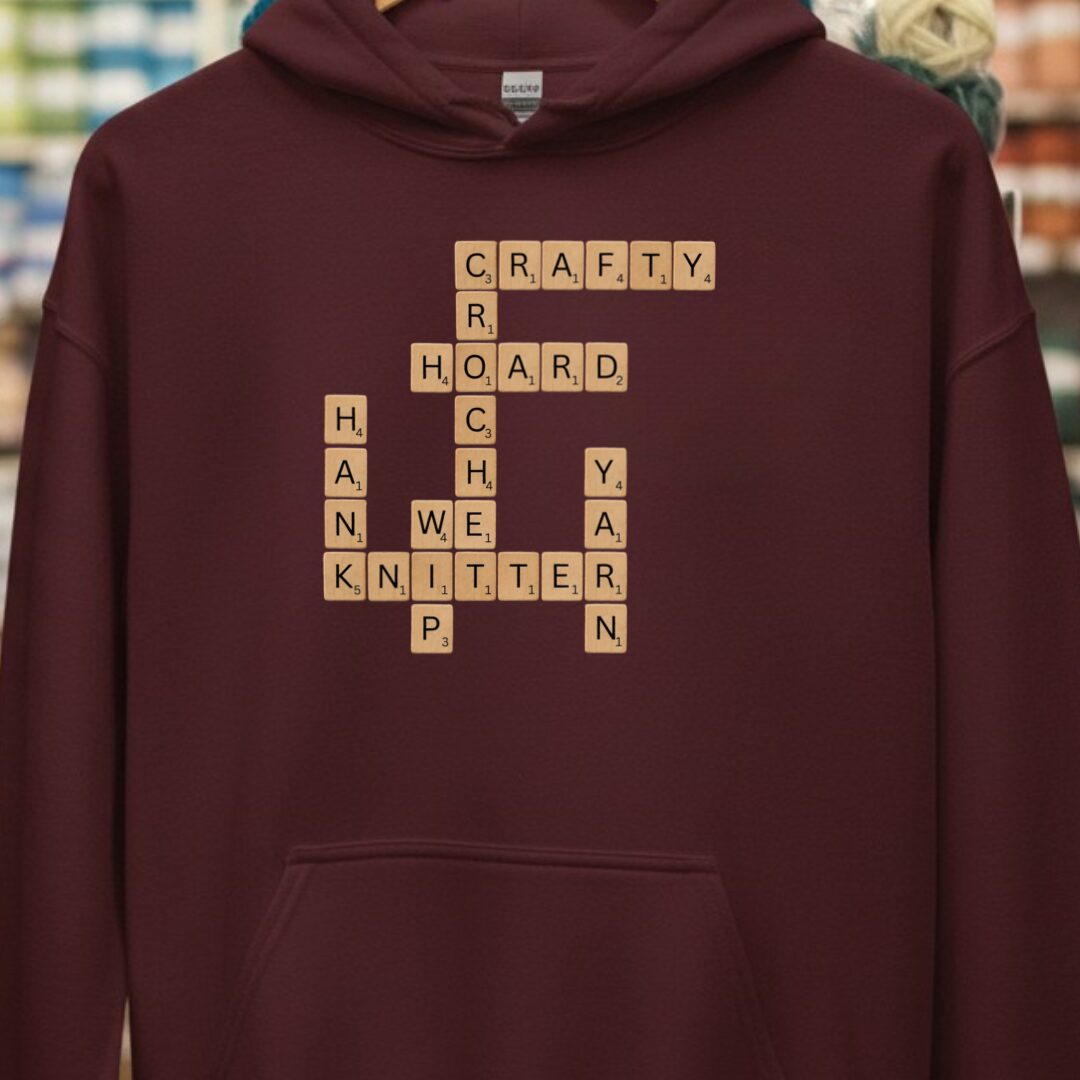 Scrabble Hoodie Maroon t-shirt