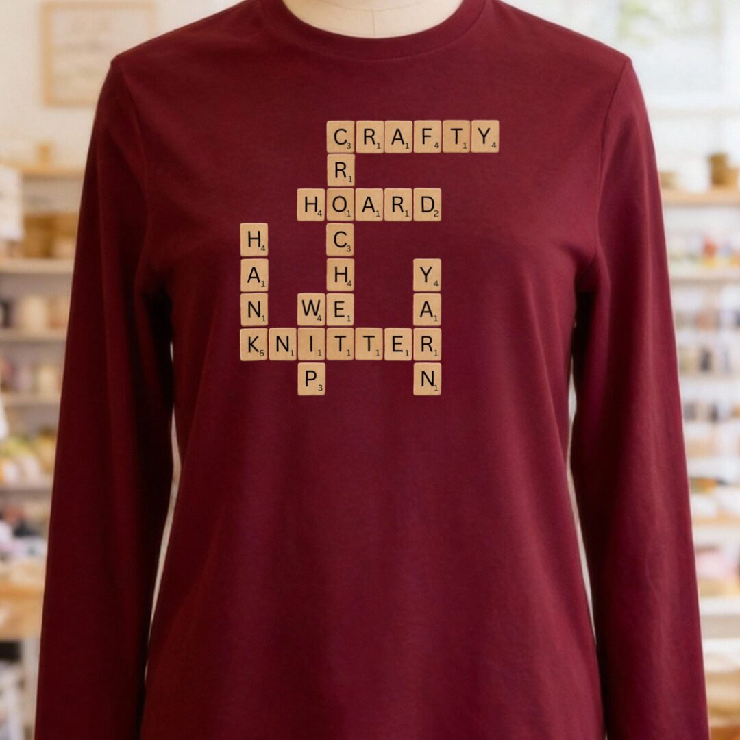 Scrabble Long Sleeve Tee Maroon t-shirt