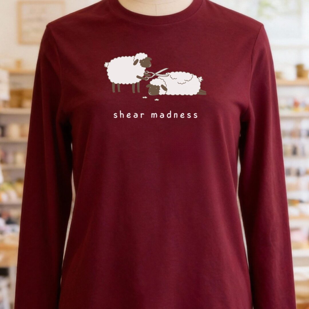 Shear Madness Long Sleeve Tee Maroon t-shirt