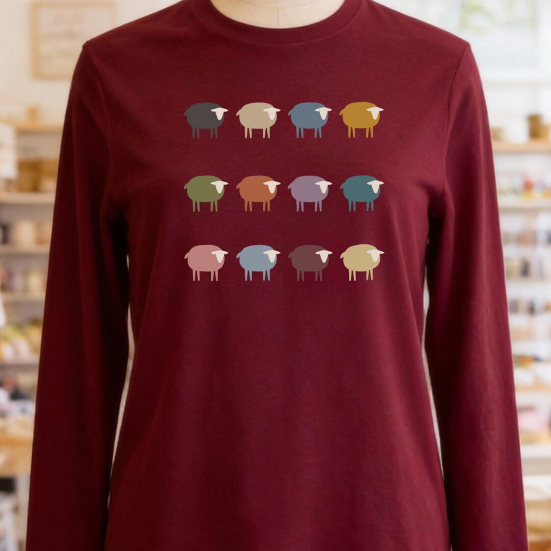 Sheep Long Sleeve Tee Maroon t-shirt