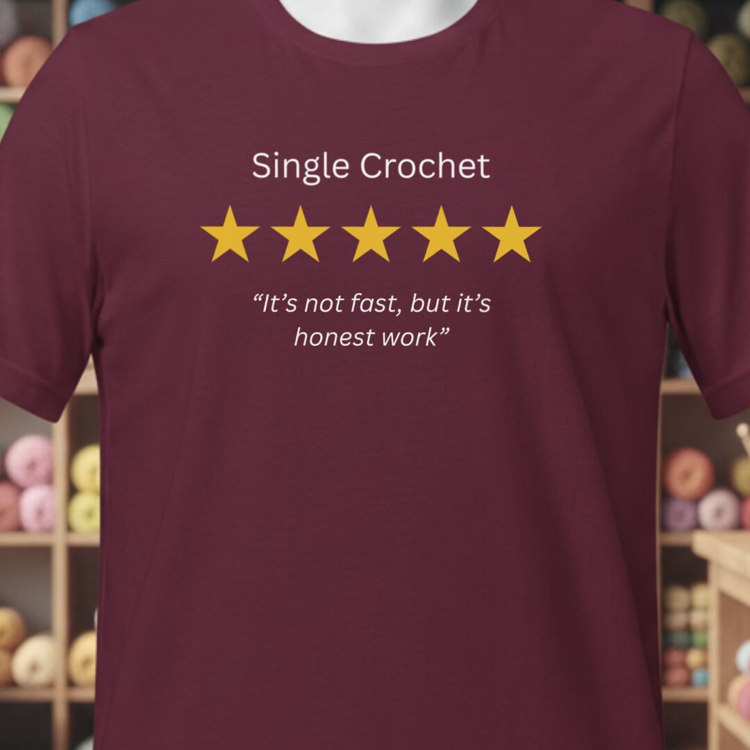 Single Crochet Review T-Shirt Maroon t-shirt