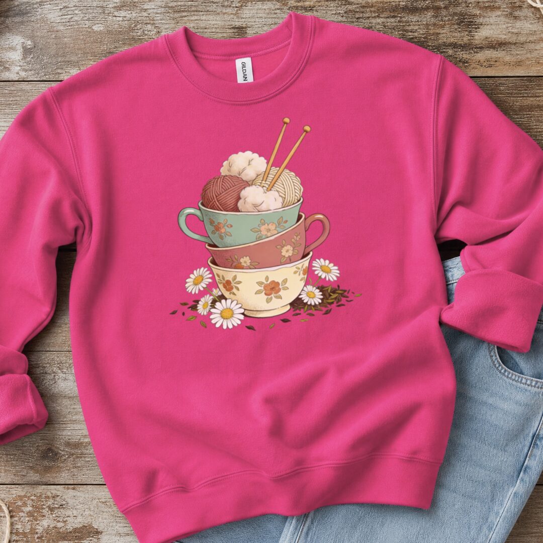 Sip 'n Stitch Sweatshirt Bright Pink t-shirt