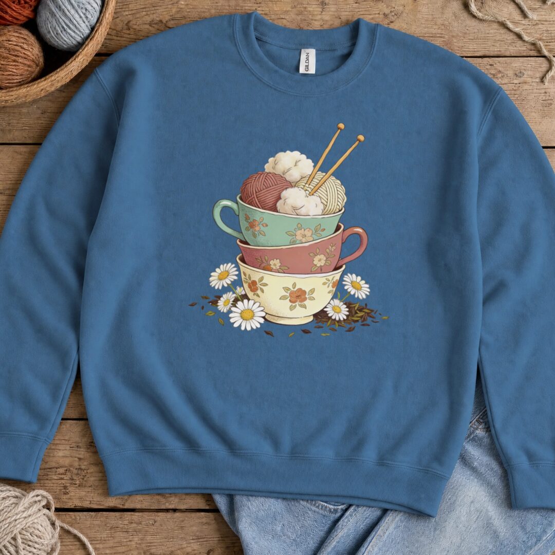 Sip 'n Stitch Sweatshirt Indigo Blue t-shirt