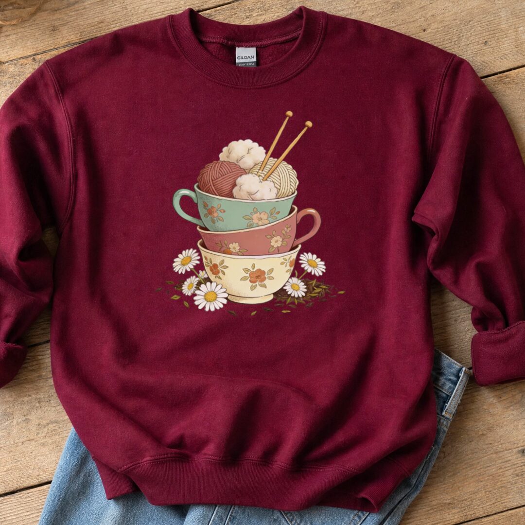 Sip 'n Stitch Sweatshirt Maroon t-shirt