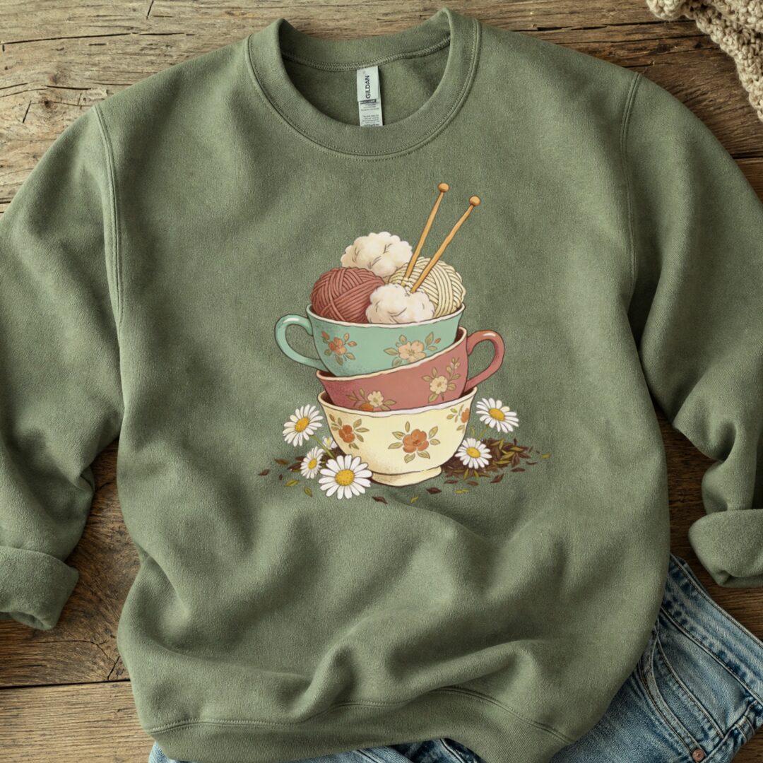 Sip 'n Stitch Sweatshirt Military Green t-shirt