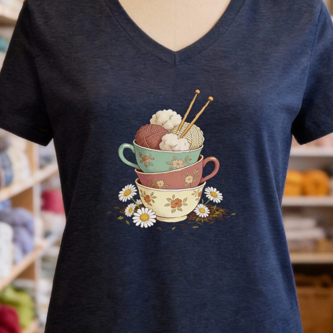 Sip 'n Stitch V-Neck T-Shirt Navy t-shirt