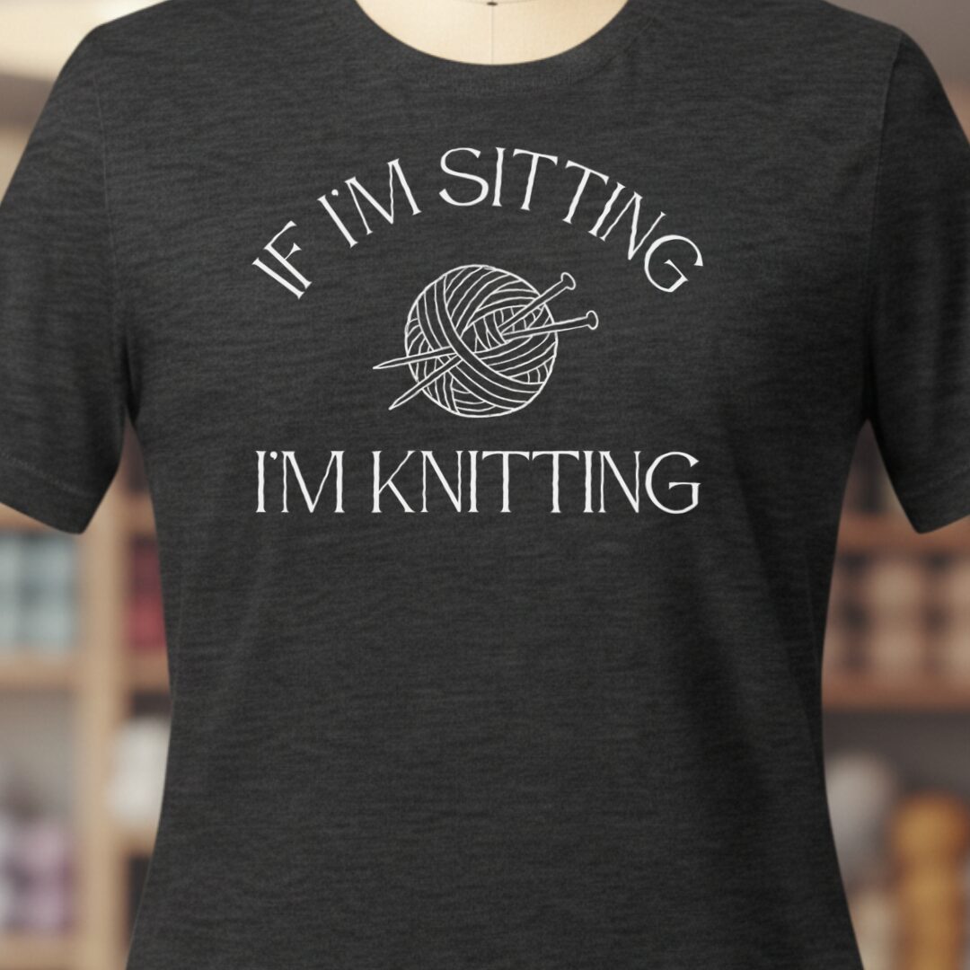Sitting Knitting T-Shirt Dark Grey t-shirt