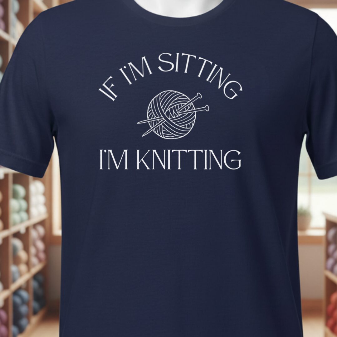 Sitting Knitting T-Shirt Navy t-shirt