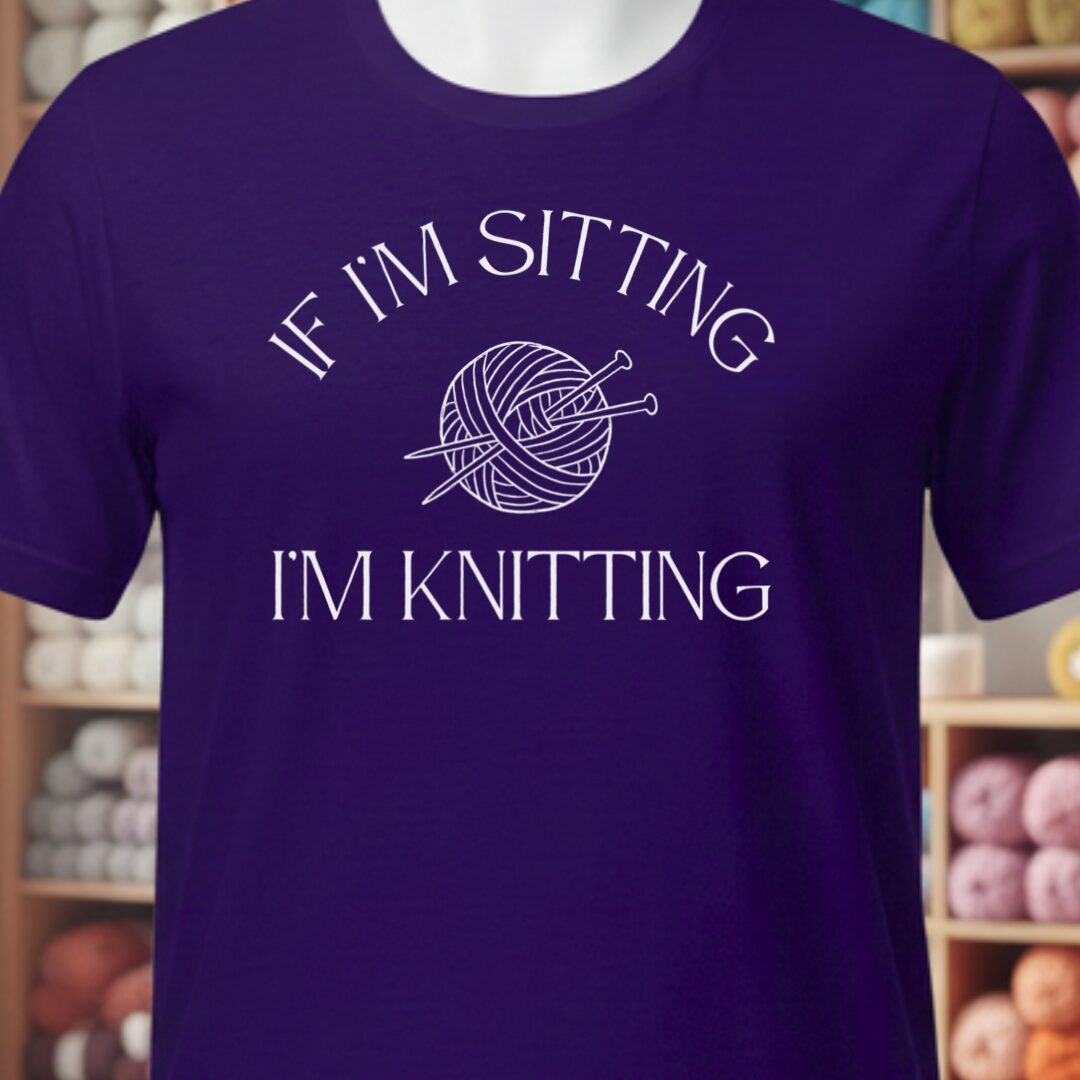 Sitting Knitting T-Shirt Purple t-shirt