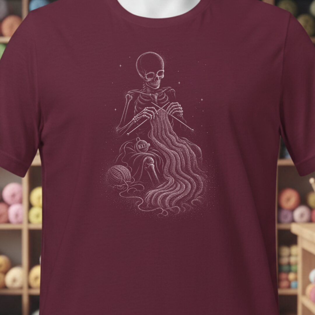 Skeleton Stitcher Maroon T-Shirt.jpg