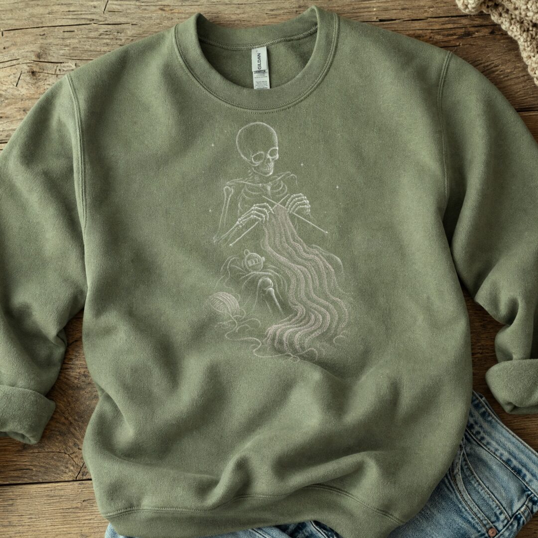 Skeleton Stitcher Military Green Sweatshirt.jpg