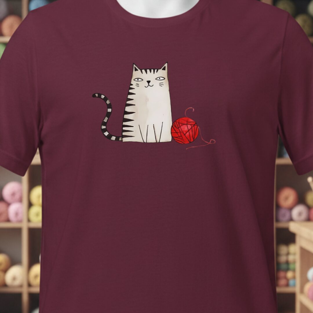 Sketchy Cat T-Shirt Maroon t-shirt
