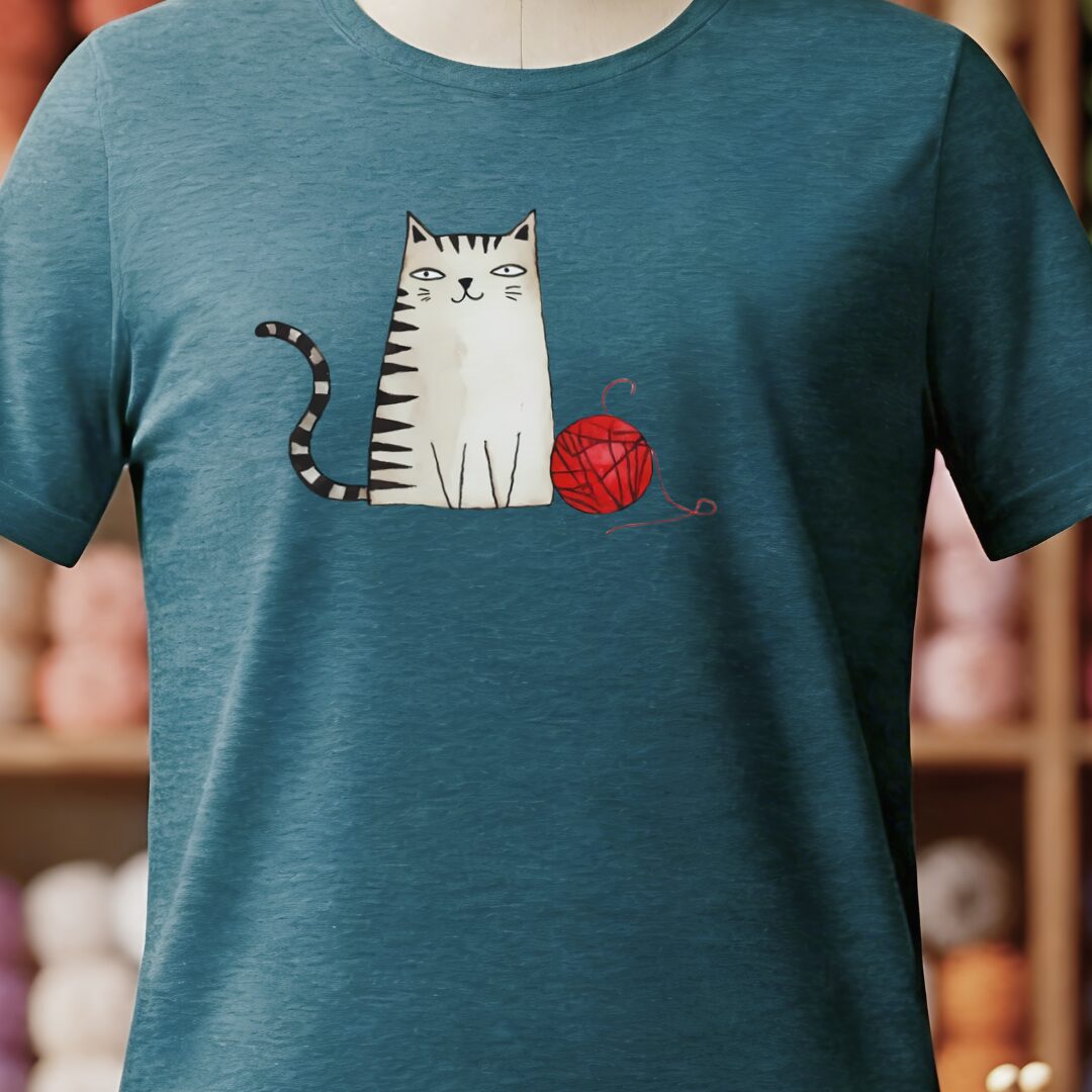 Sketchy Cat T-Shirt Teal Blue t-shirt