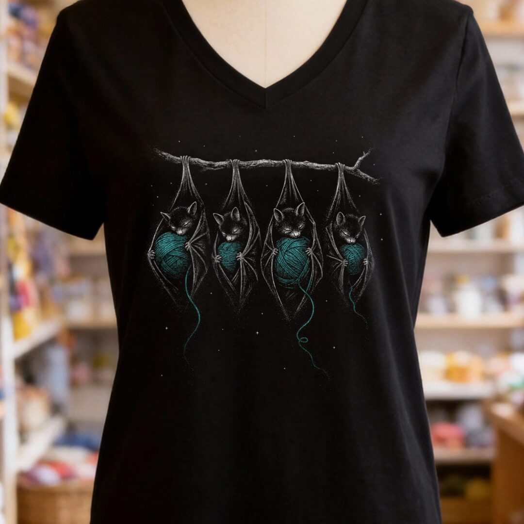 Sleeping Bats Black V Neck.jpg