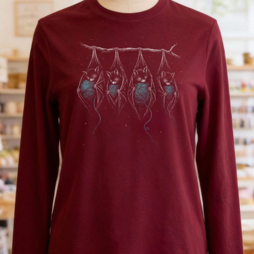 Sleeping Bats Maroon Long Sleeve Tee.jpg