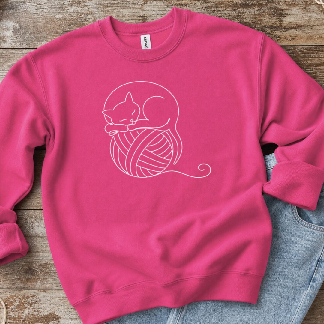 Sleepy Cat Sweatshirt Bright Pink t-shirt