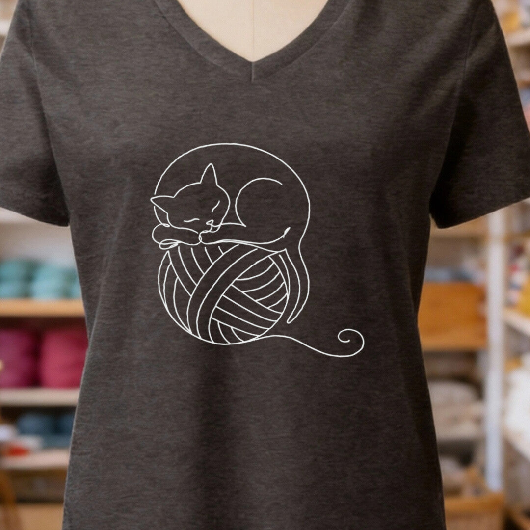 Sleepy Cat Dark Grey V Neck.jpg