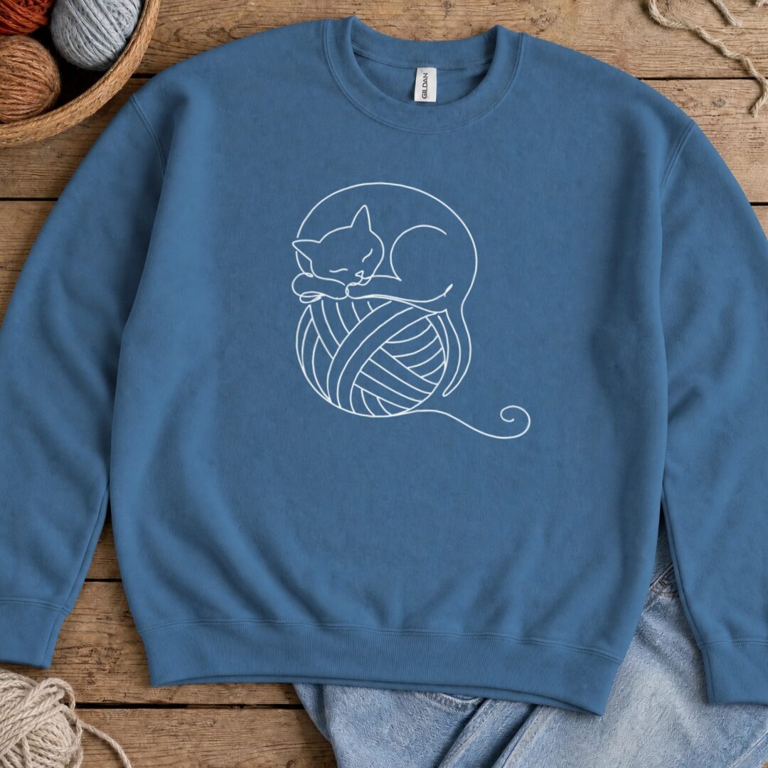 Sleepy Cat Sweatshirt Indigo Blue t-shirt