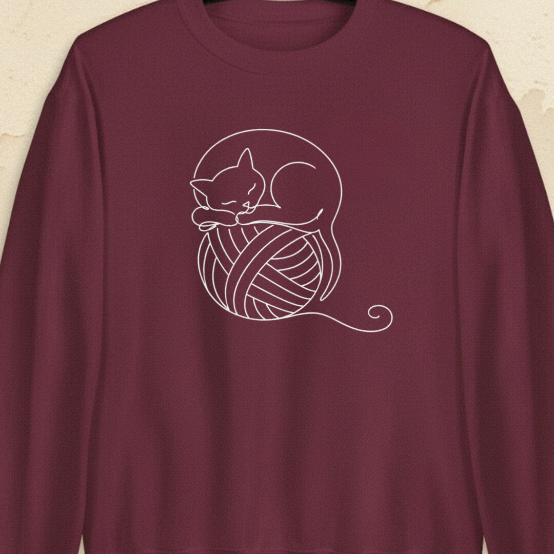Sleepy Cat Maroon Sweatshirt.jpg