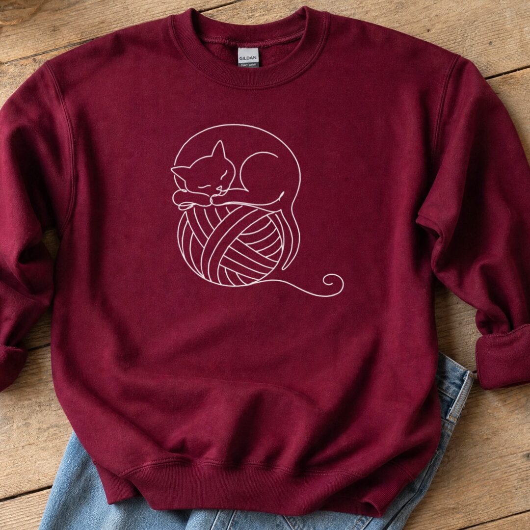 Sleepy Cat Sweatshirt Maroon t-shirt