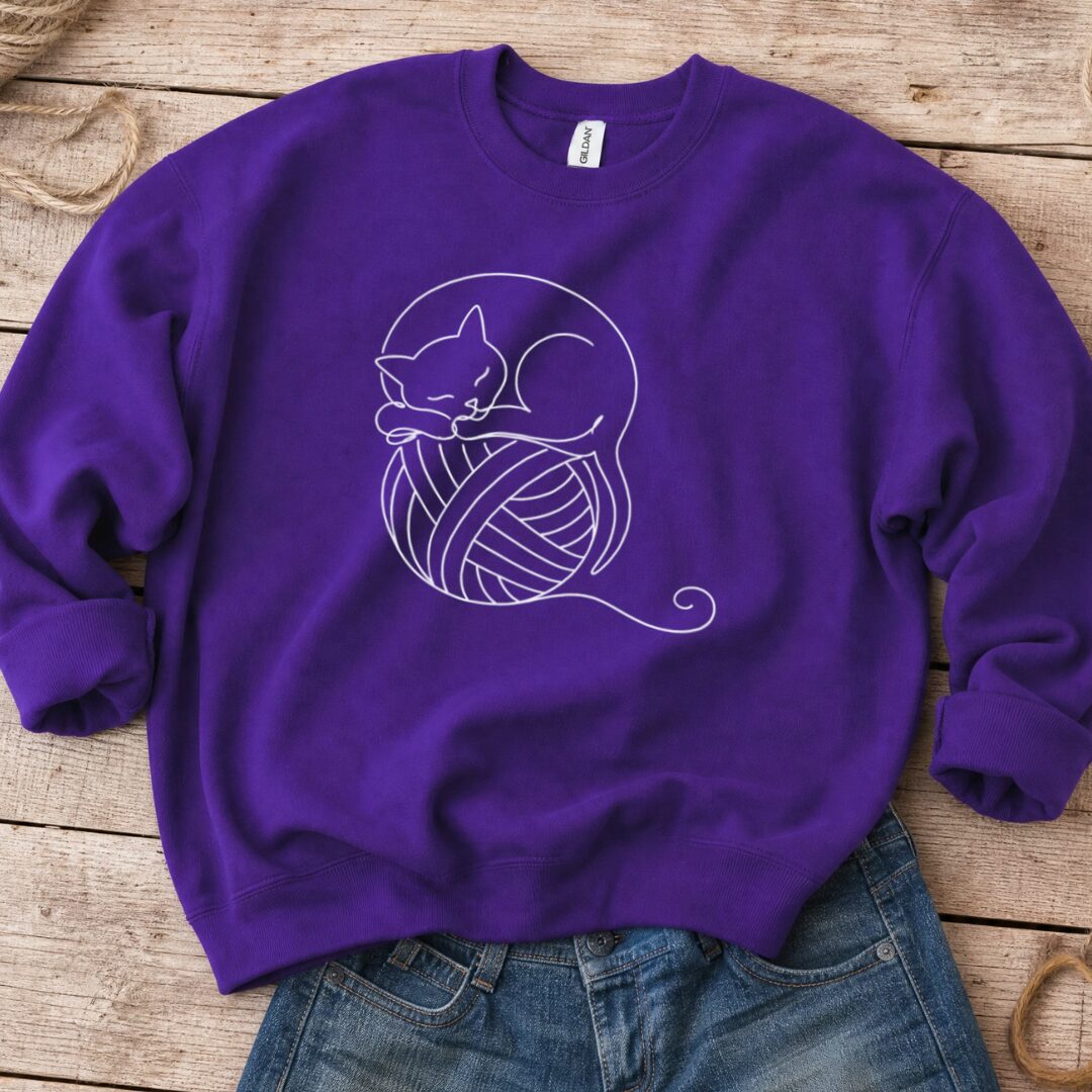 Sleepy Cat Sweatshirt Purple t-shirt