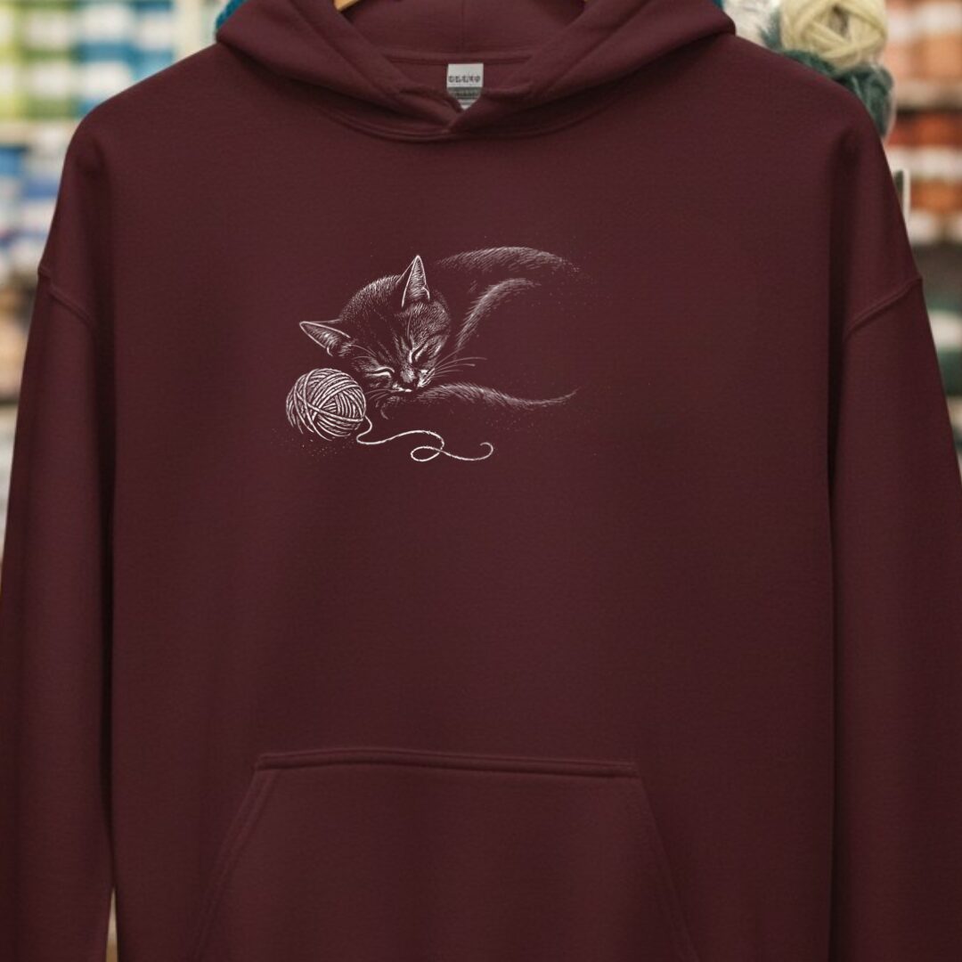 Sleepy Kitty Hoodie Maroon t-shirt