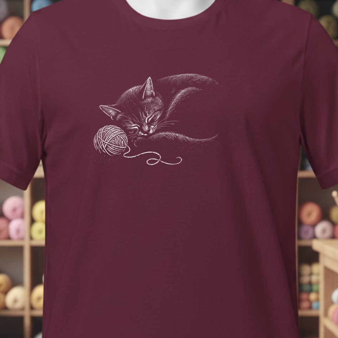 Sleepy Kitty T-Shirt Maroon t-shirt