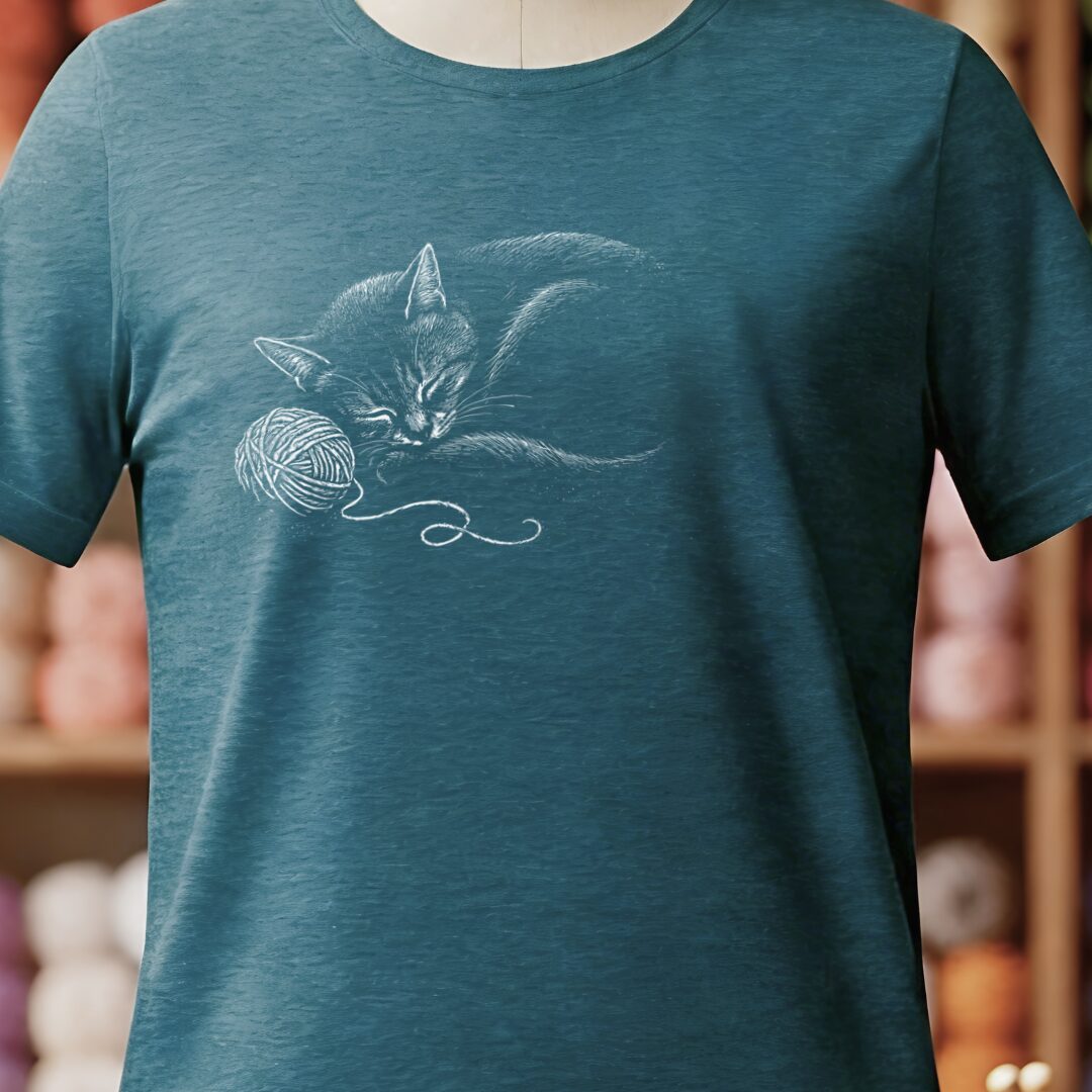 Sleepy Kitty T-Shirt Teal Blue t-shirt