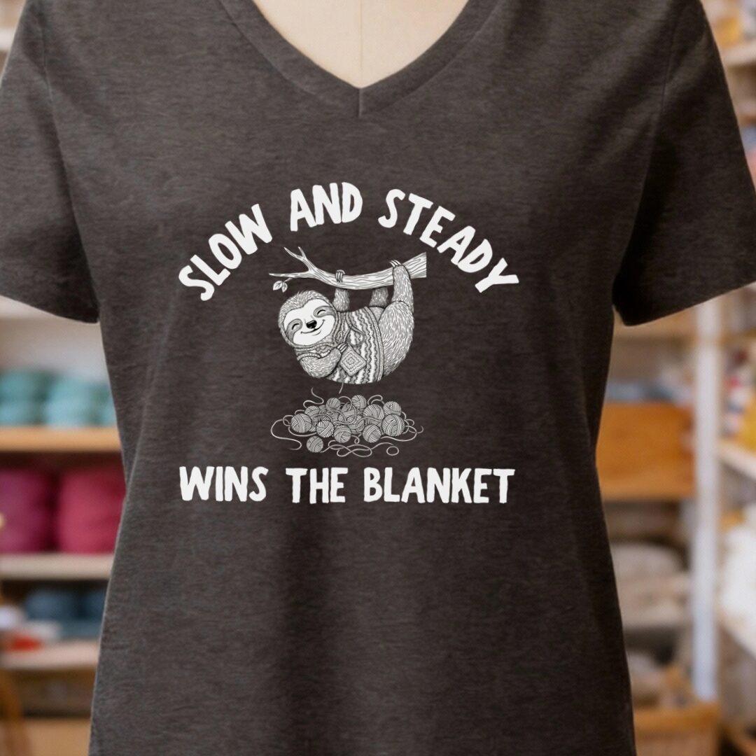 Sloth Blanket V-Neck T-Shirt Dark Grey t-shirt