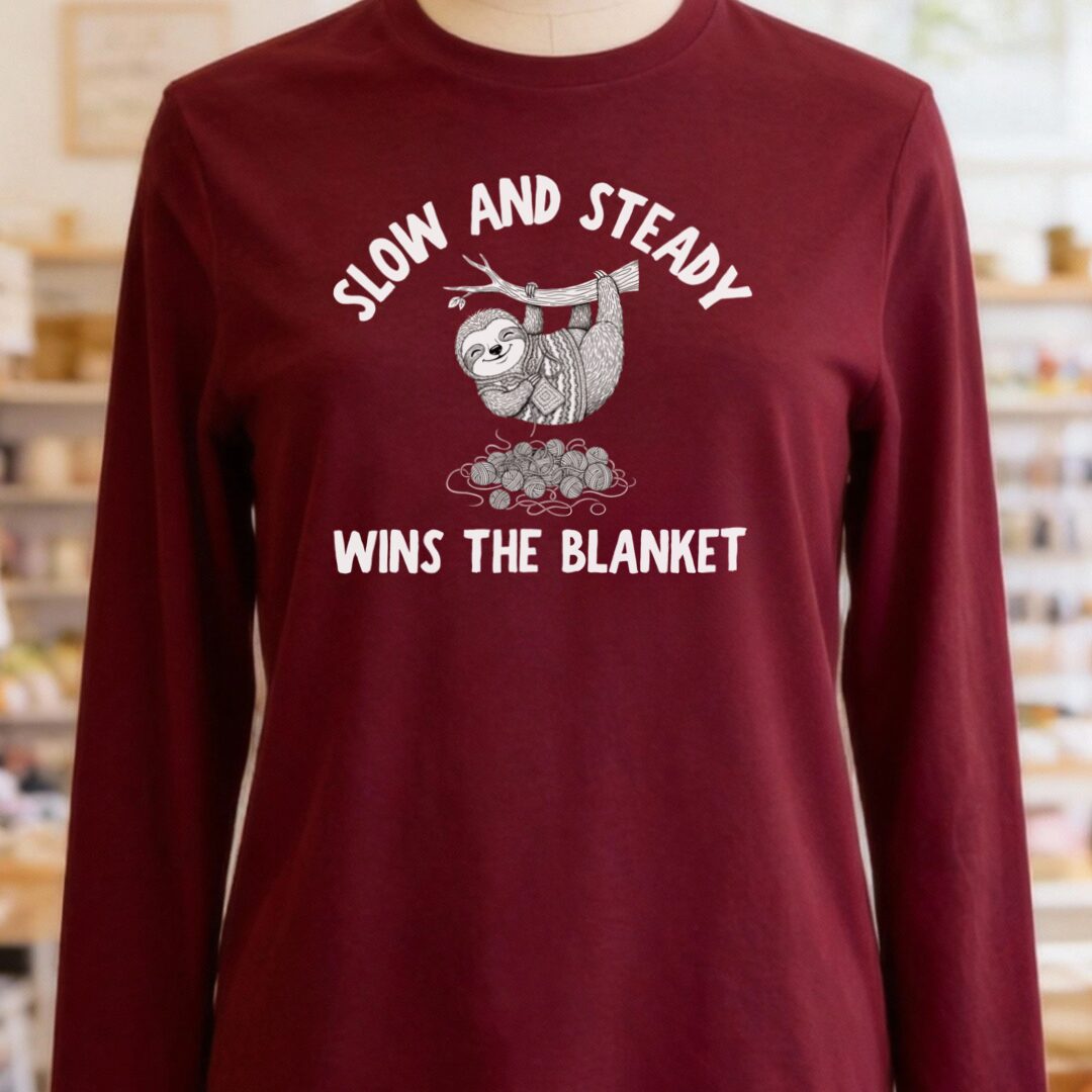 Sloth Blanket Long Sleeve Tee Maroon t-shirt