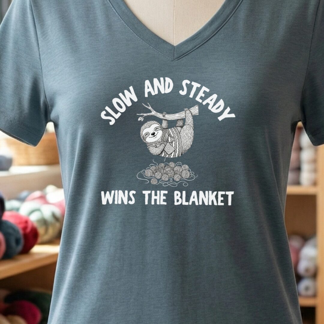 Sloth Blanket V-Neck T-Shirt Slate t-shirt