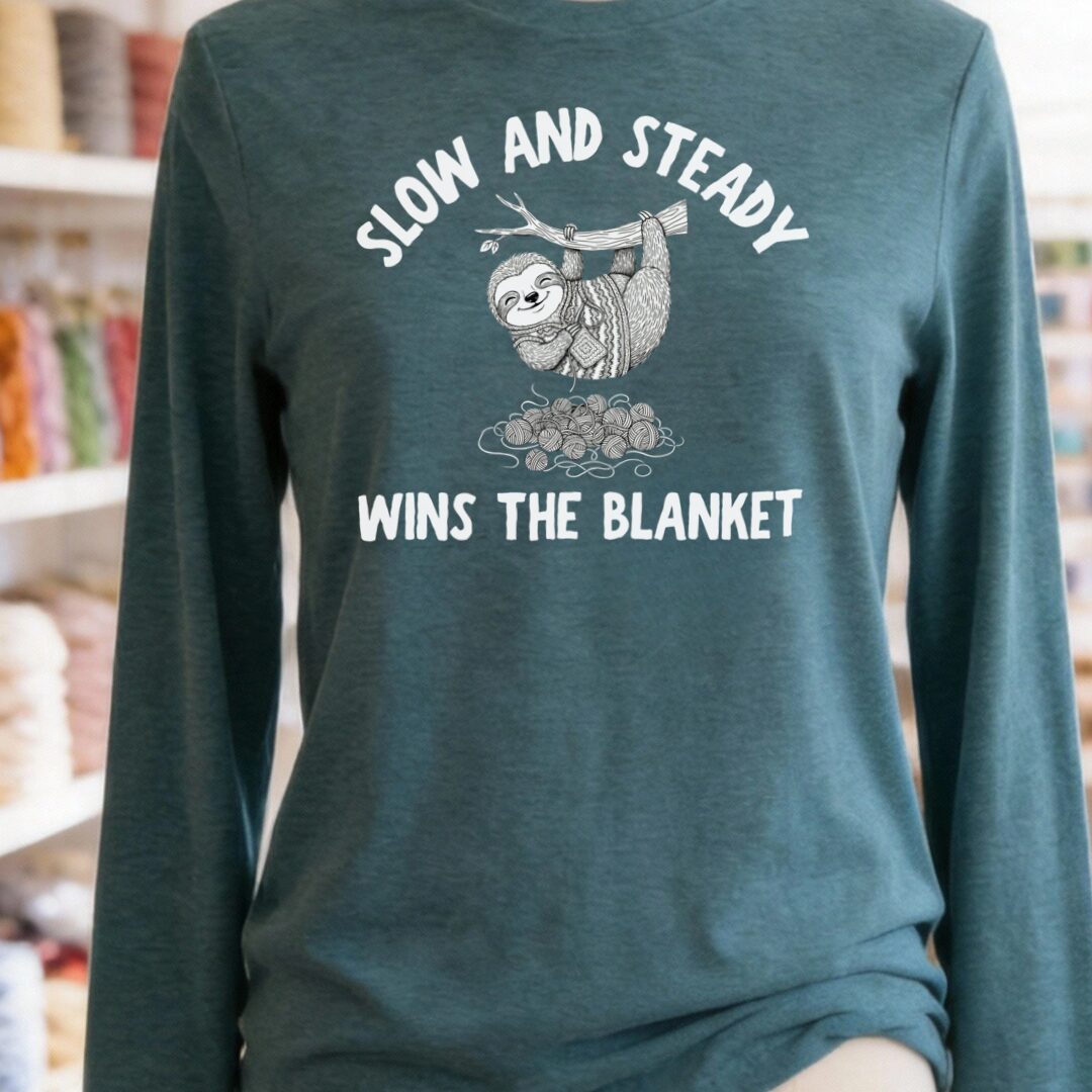 Sloth Blanket Long Sleeve Tee Heather Deep Teal t-shirt