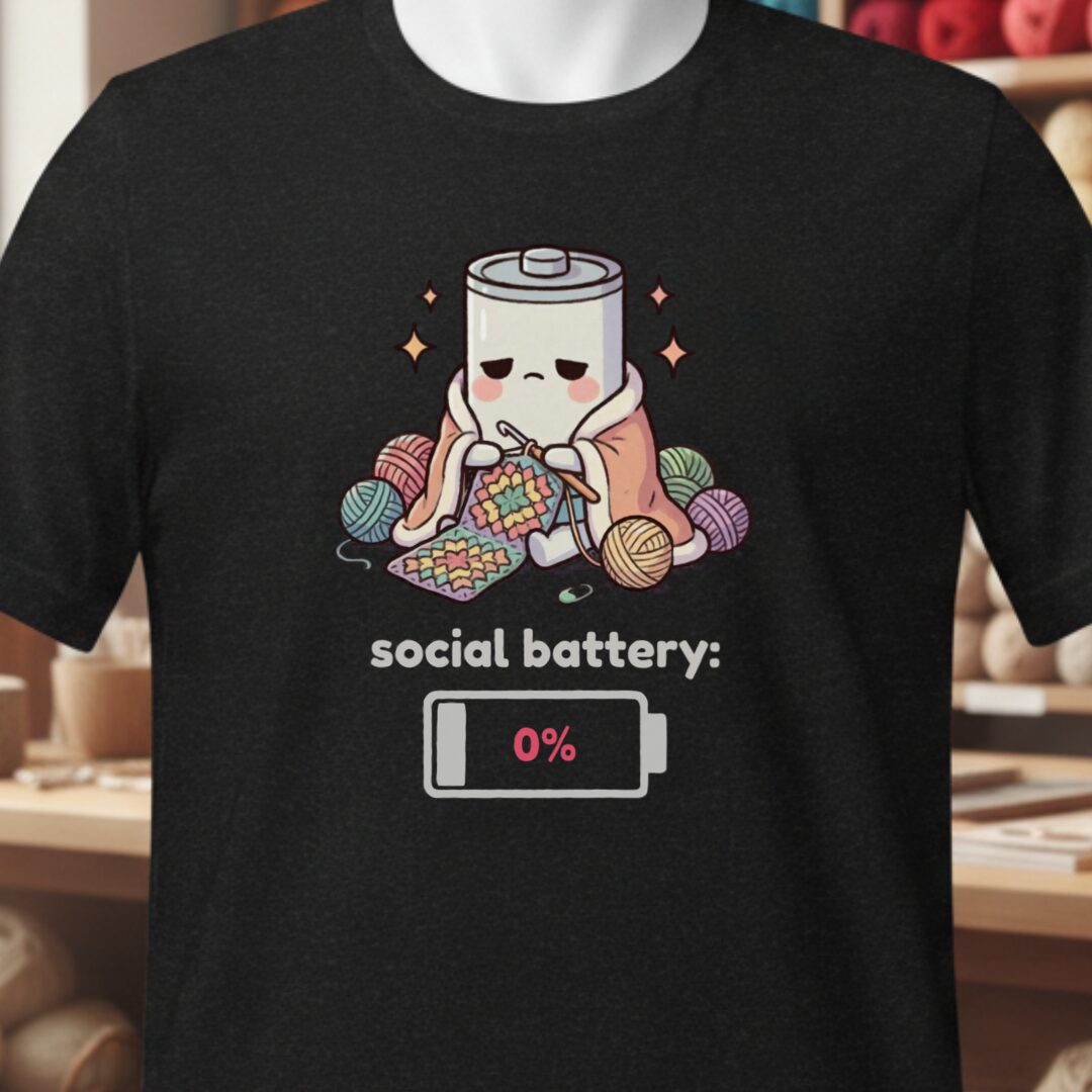 Social Battery Crochet T-Shirt Black t-shirt