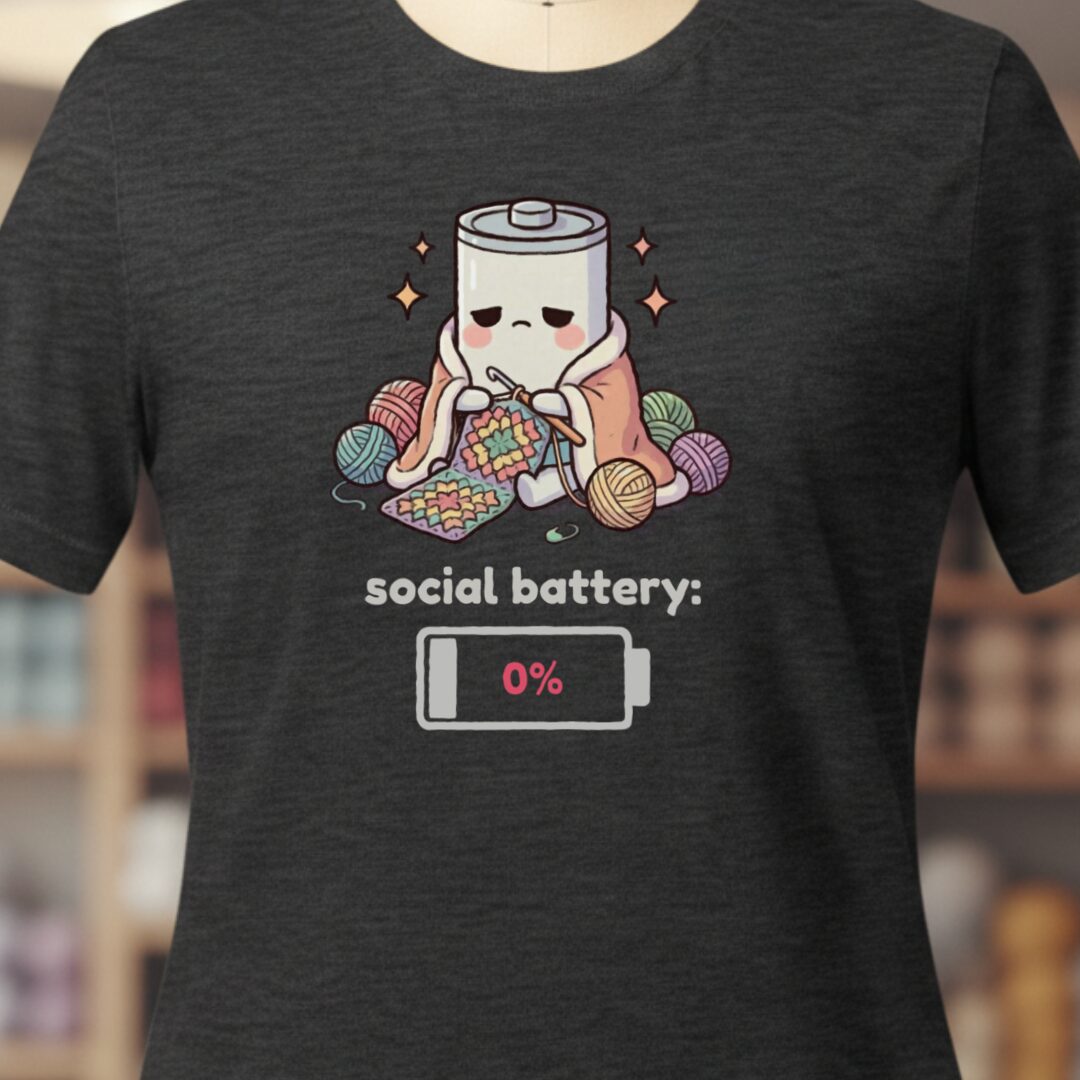 Social Battery Crochet T-Shirt Dark Grey t-shirt