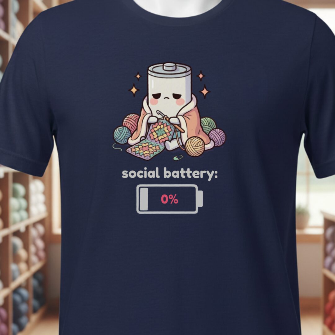 Social Battery Crochet T-Shirt Navy t-shirt