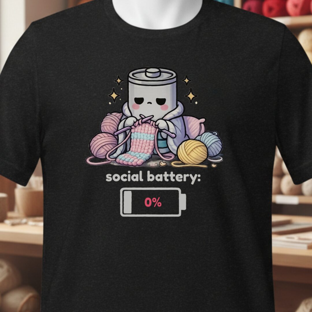 Social Battery Knitting T-Shirt Black t-shirt