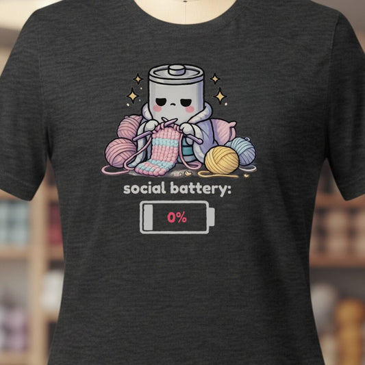 Social Battery Knitting T-Shirt Dark Grey t-shirt