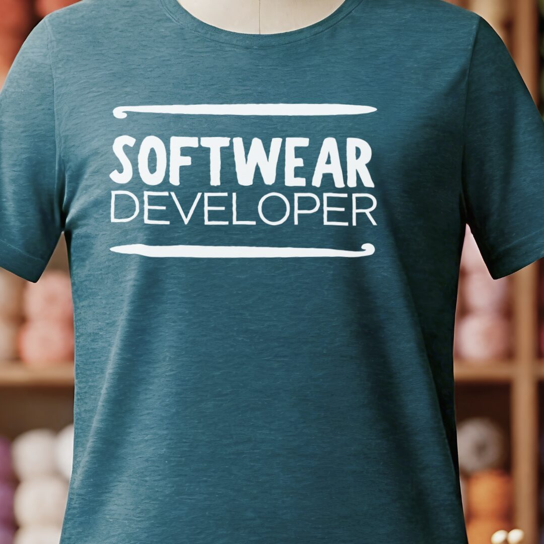 Software Developer Crochet T-Shirt Teal Blue t-shirt